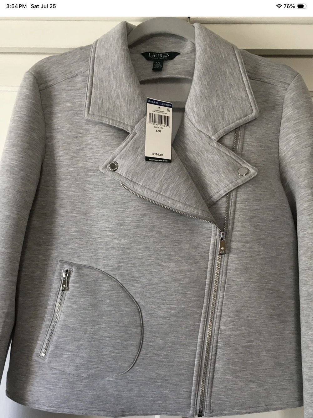 Lauren Ralph Lauren Heather Gray Bomber Moto Jacket